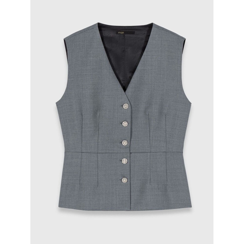 NWOT MAJE Jewel-button tailored vest Size 34 XS